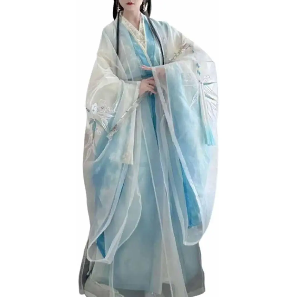 Women's Plus Size Hanfu Costume, Traditional Tang Dynasty Embroidered 4-Piece Robe Set, Retro Chinese Style Dress for Parties & Photography, Clothes, Fit, Long Sleeve, 8Xl, Holiday
