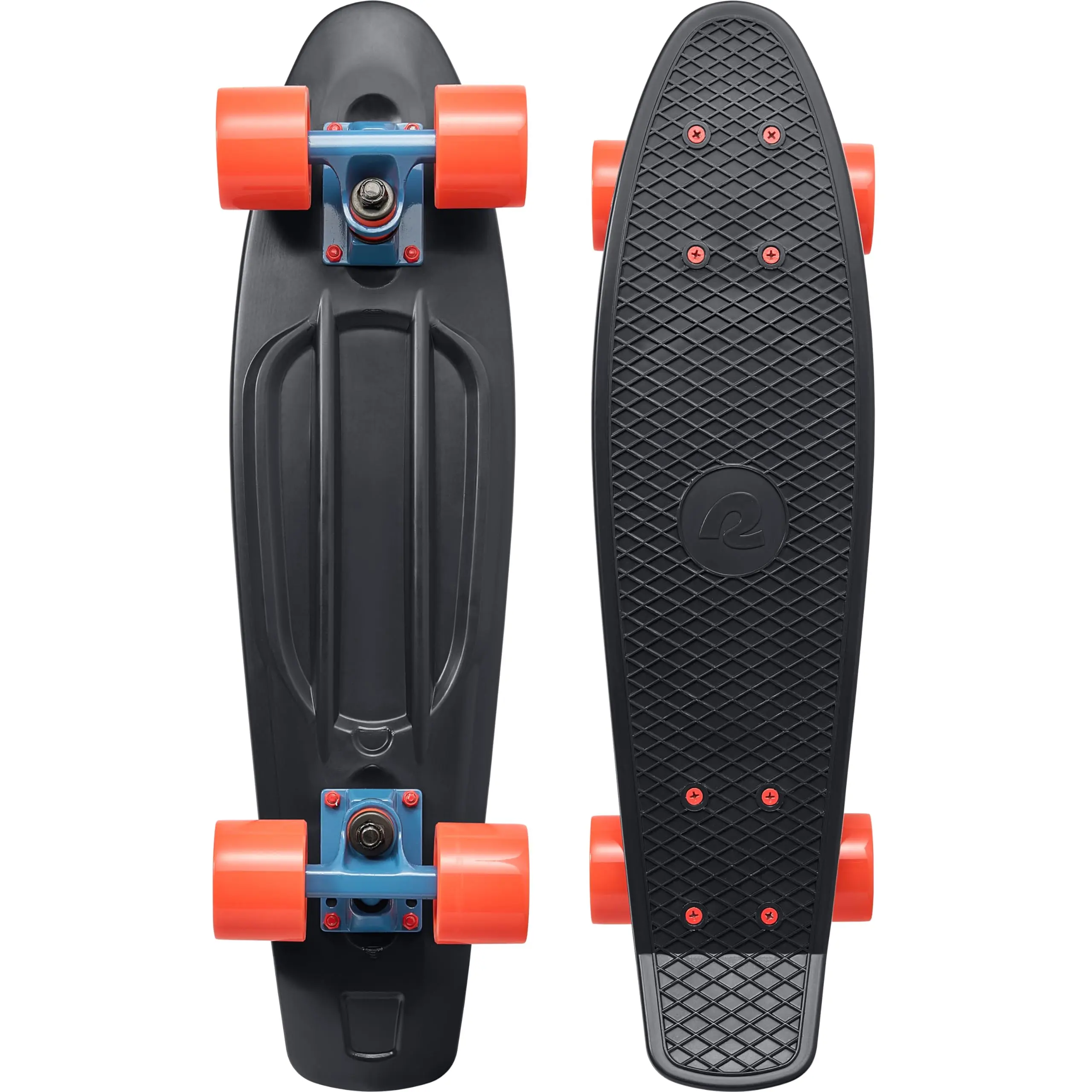 Quip Mini Cruiser Skateboard 22.5" Classic Retro Plastic Complete With Abec 7 Bearings And Pu Wheels Compact Board W/grippy  Molded Waffle Deck