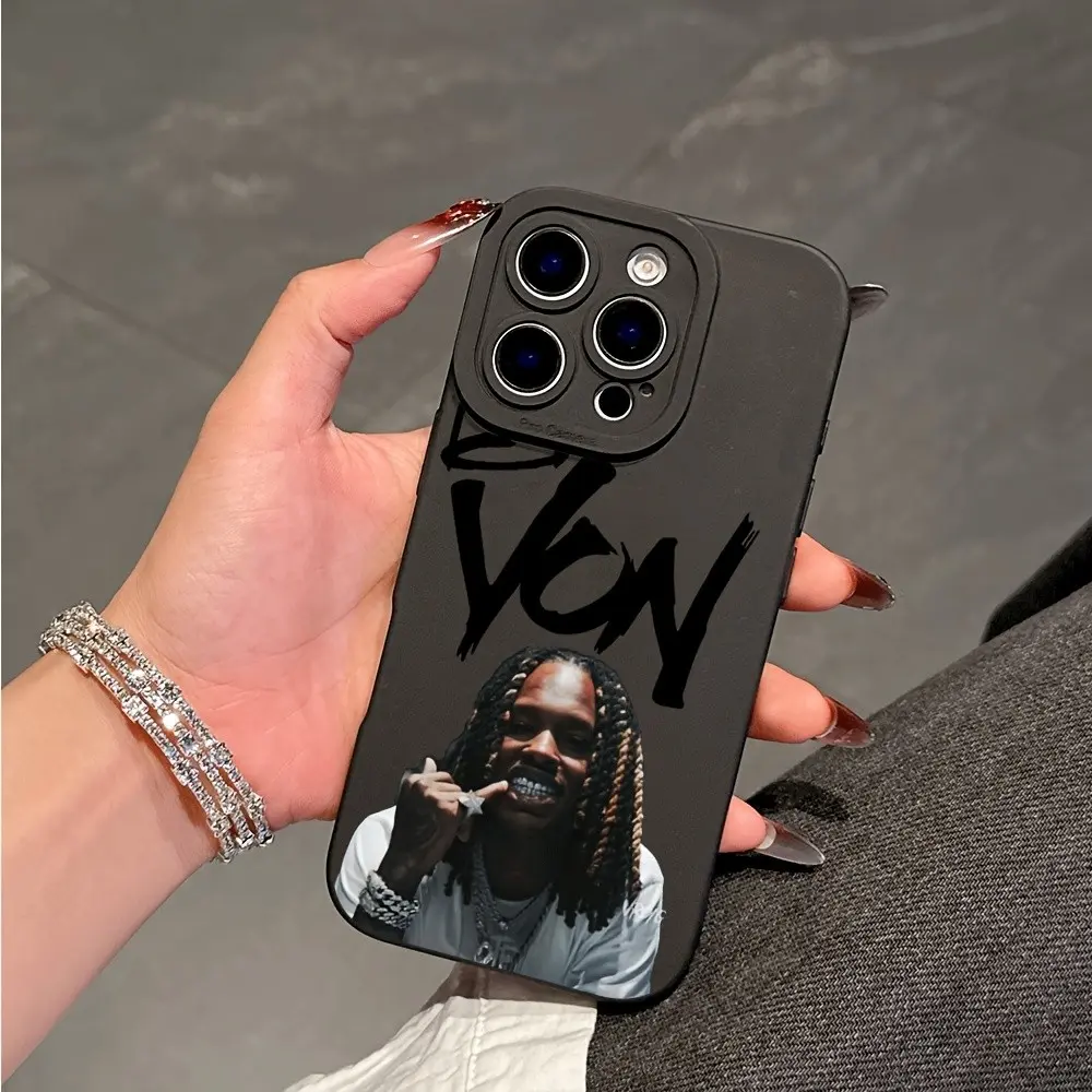 K-King Von Pattern Shockproof Protective Phone Case Cover for iPhone 15/plus/pro/max, Geometric Design, Perfect Gift for Family & Girlfriend, Casing, Accessories, Shockproof Phone Accessory, Cellphone, Protection, Smartphone, Shock Resistant Cover