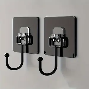 2 sets of large, heavy-duty self-adhesive wall hooks, Storage Hooks, Home Organizer Hook, multi-functional hangers, suitable for coats, towels, keys, miscellaneous items. Waterproof design. Practical bathroom and kitchen accessories.