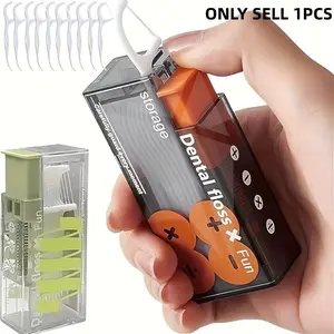 Portable Automatic Floss Box, Floss Kit, 1 Set Including 1 Count Floss Storage Box & 10pcs Floss Sticks, Push-pull Floss Storage Box, Home Organizer for Travel