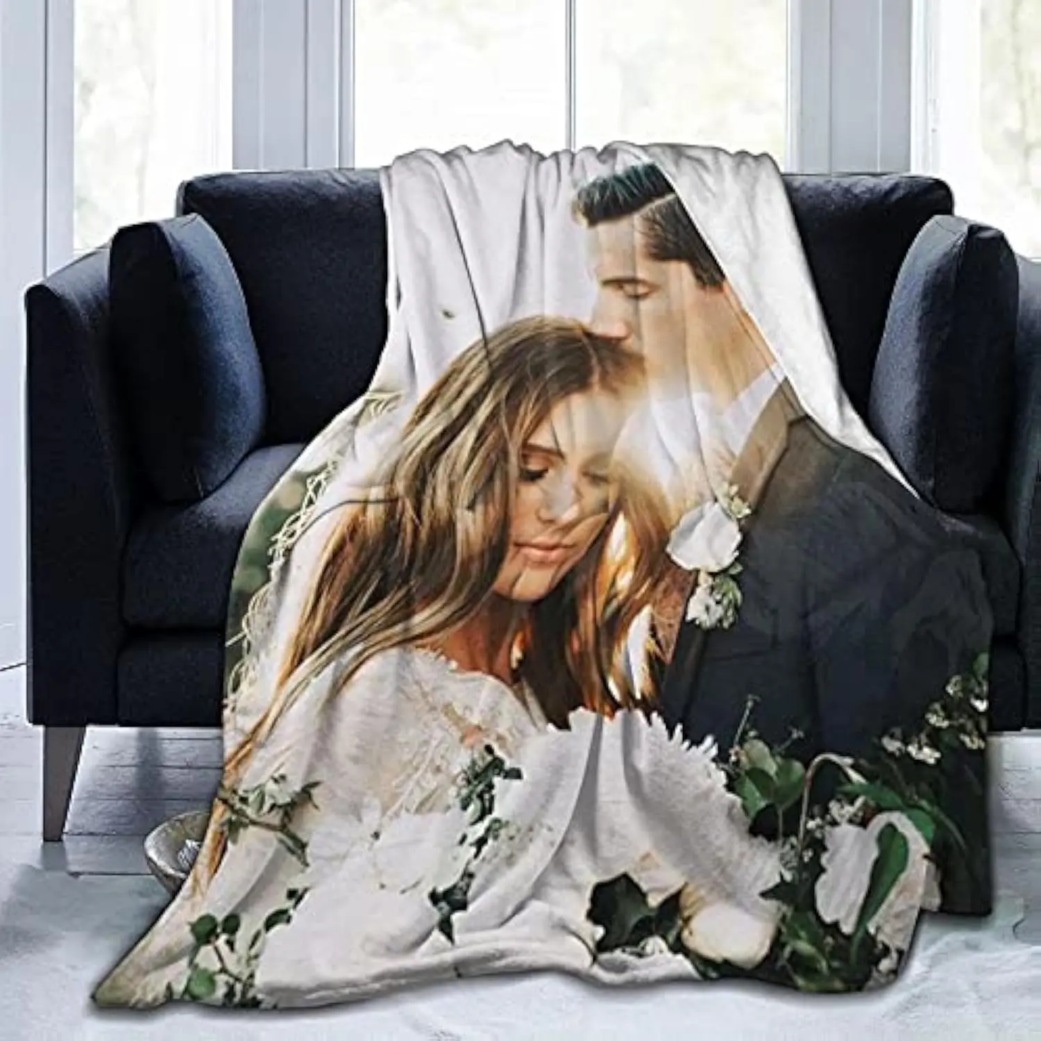 Eyesoul Custom Blanket with Photos Text Customized Blanket Personalized Flannel Throw Blankets for Adult Kid Birthday Christmas Halloween Fathers Mothers Valentines Gift