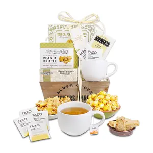 Serenity Tea Crate Gift Basket, Natural Party Gifts for Grandma