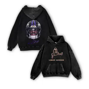 Lamar Jackson #8 Ravens Casual Washed Hoodie | Dual-Threat Legend Apparel, Purple Reign Identity, Faded Wash MVP Collector