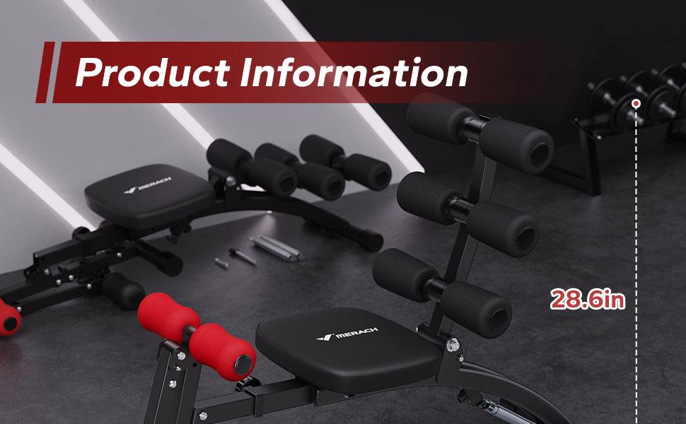 Merach Adjustable Weight Bench for Full Body Workout, Press Bench of Home Gym Strength Training, Exercise Machine for ab, arm, leg