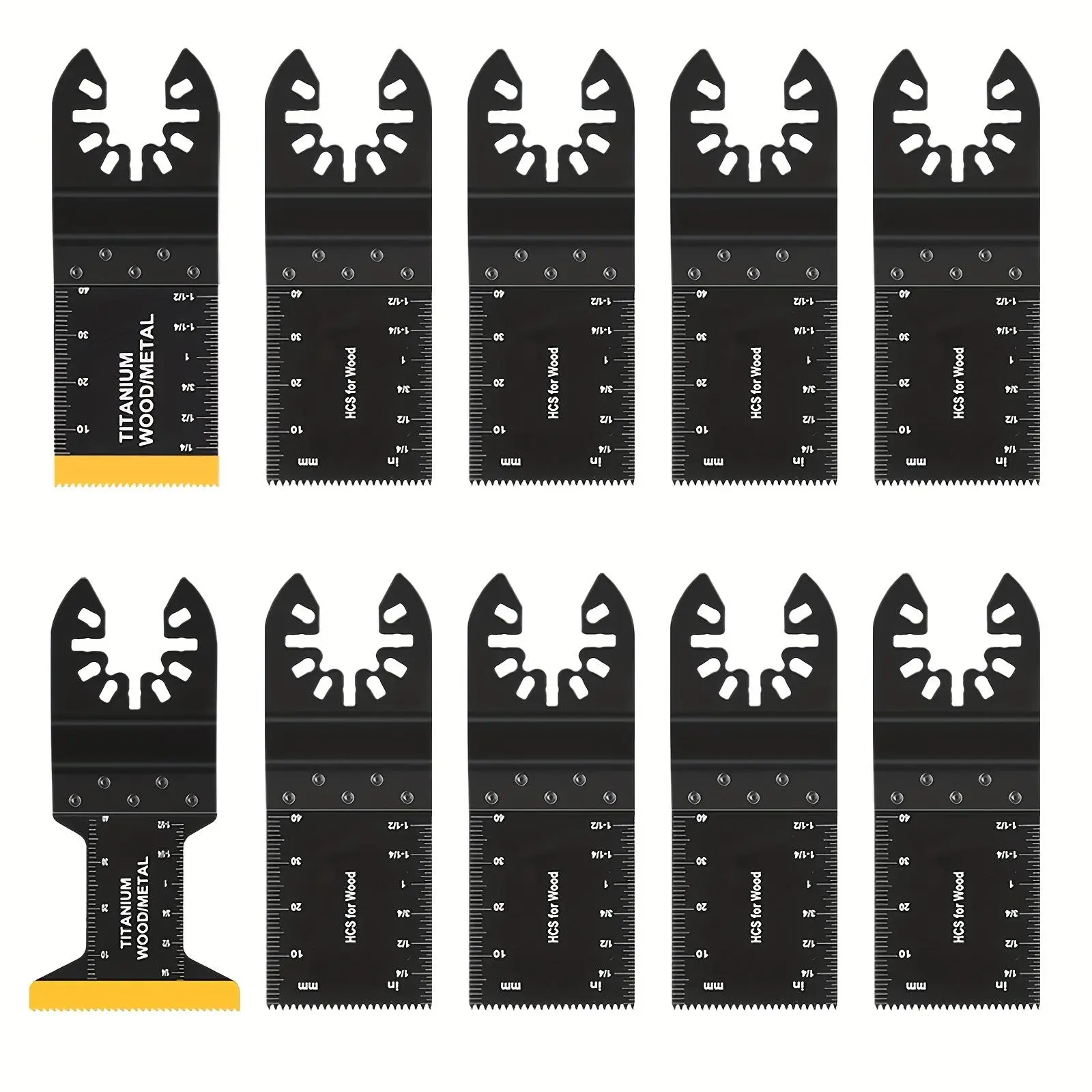 10pcs Titanium Oscillating Saw Blades, Heavy Duty Multitool Blades For Cutting Hard Material, Metal Nails Wood And Plastic, Oscillating Tool Blades Kits Fit All Models