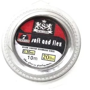 5LB-200LB 7 Strands Nylon Coated Stainless Steel Fishing Leader Wire with Crimps Sleeves