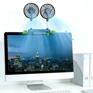Desktop fan, monitor fan clip with 2 fan heads,3gear wind speed, office desk fan, USB powered cooling fan, quiet breeze, portable fan that does not take up space, suitable for laptops, games, homes, conferences, desktop computers, Silent fan, Usb Fans