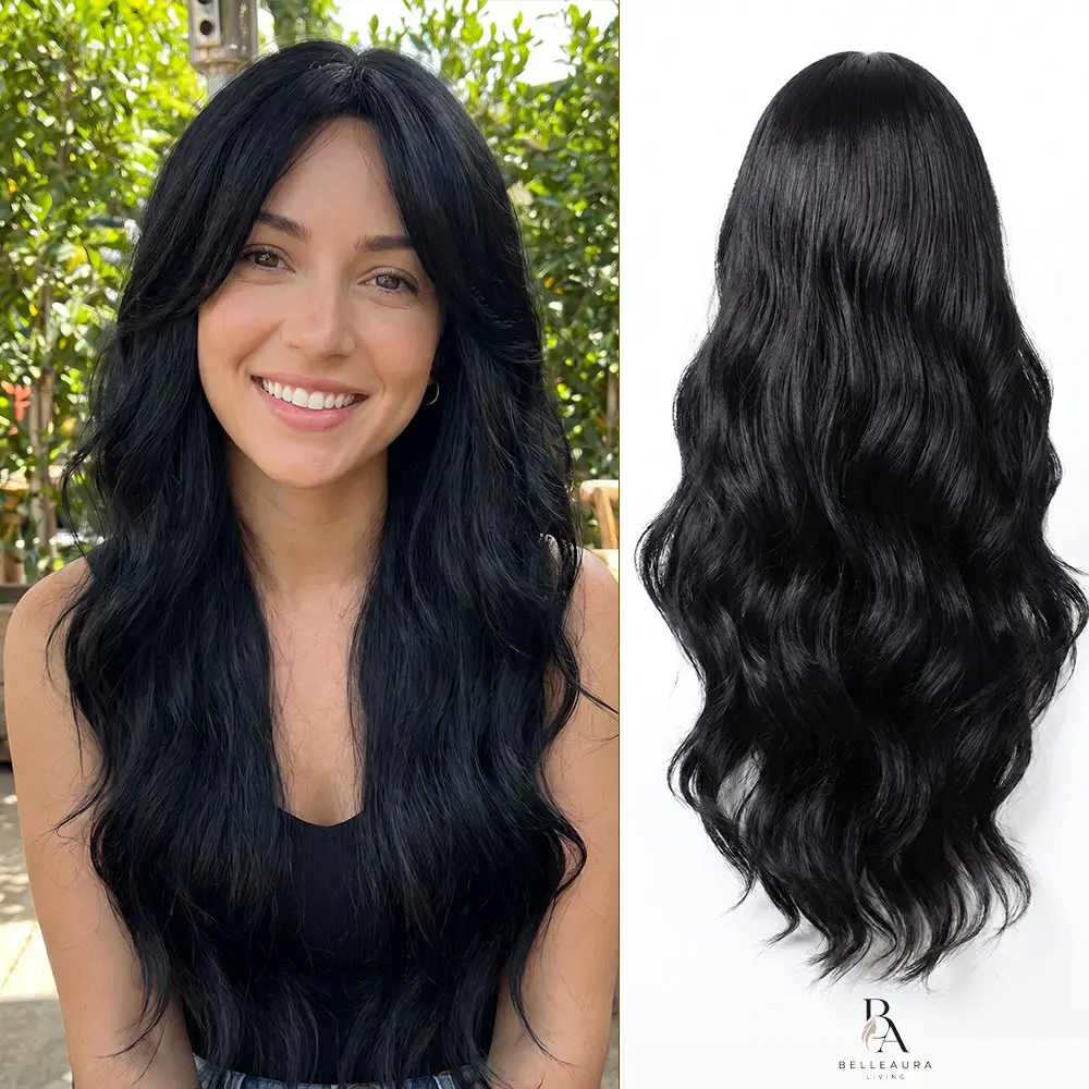 Black Curly Lace Front Wig Middle Part Natural Hairline Glueless Pre-Plucked Baby Hair Heat Resistant Synthetic Wig Full Machine Made Women Wig