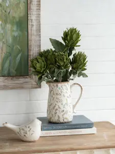 Round Ceramic Accent Vase with Multi-Colored Floral Motifs