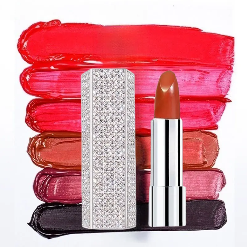 Cherry Glaze Lip Kit Shimmering Lipstick Bougie Lipstick Blush Edition with Diamond Encrusted Case for Luxurious Makeup Glossy Cosmetic
