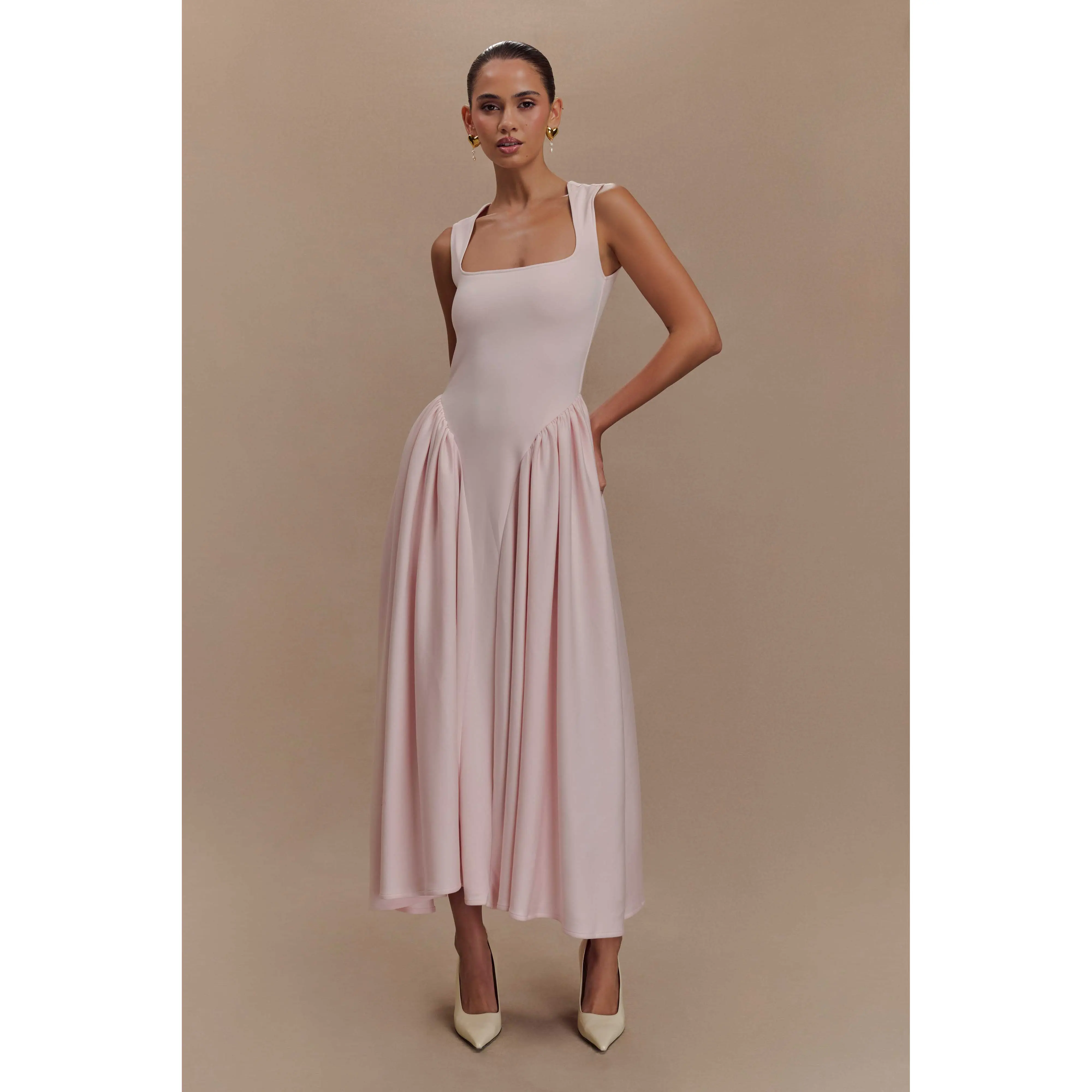 Sharon Scuba Jersey Midi Dress - Ballet Pink
