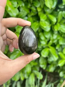 Large Golden Sheen Black Obsidian Egg