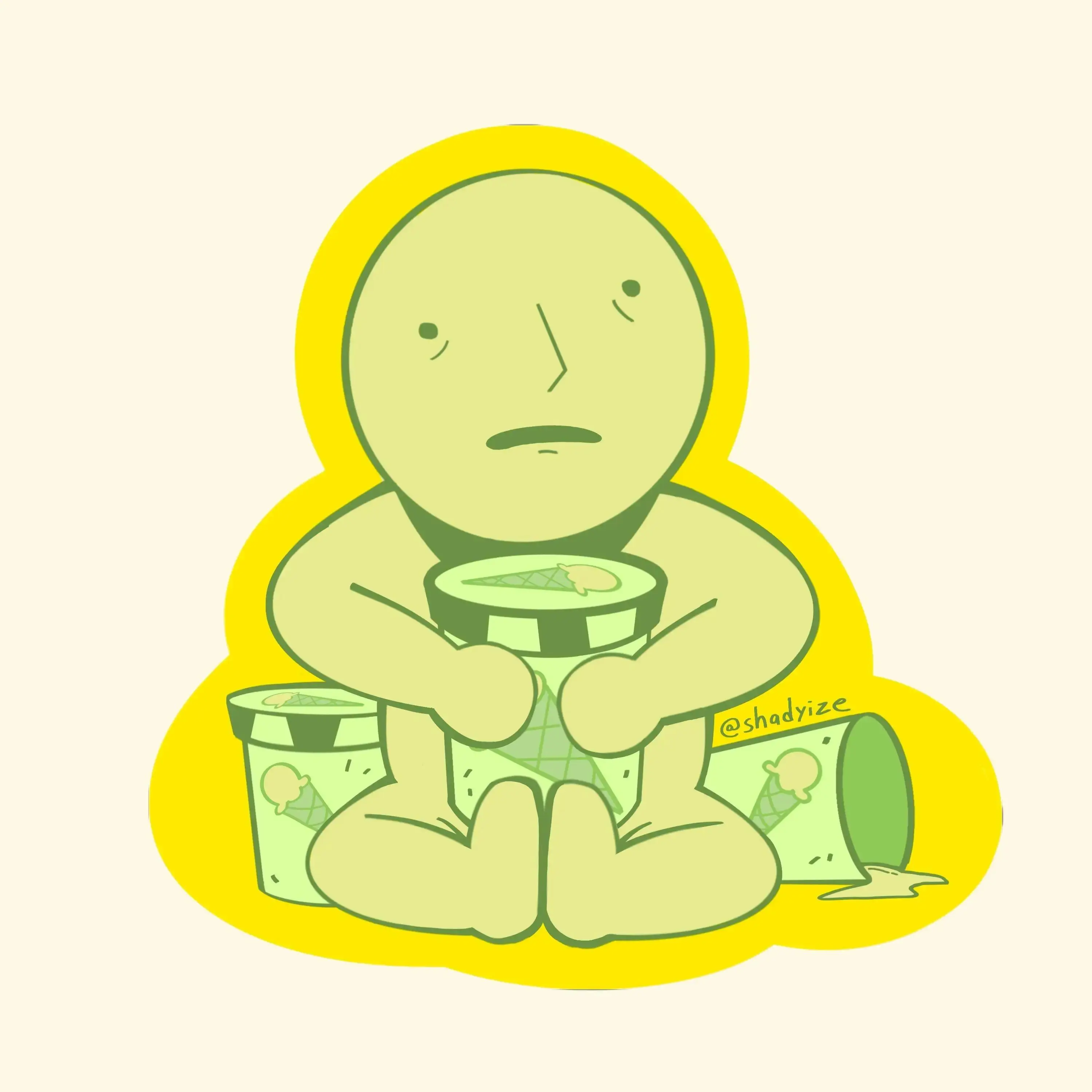 Smiski Stickers Ice Cream, Mental Health Care Collection, Waterproof Vinyl, 3x3 inches