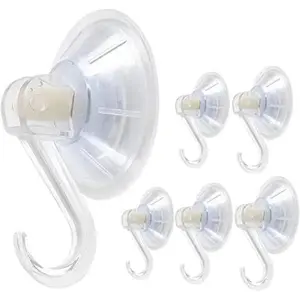 Clear Plastic Suction Cup Hook, oobest 6 Pack Ultra Heavy Duty Hooks  Power Lock Hooks Vacuum Traceless Hooks Smooth  Oil-Proof Wall Shower Kitchen Window Bathroom Holder