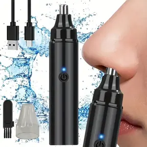 1 Set Electric Nose Hair Trimmer, Black USB Charging Painless Nose Hair Shaver, Personal Care Accessories for Men & Women, Hair Removal Device, Cleaning Nose
