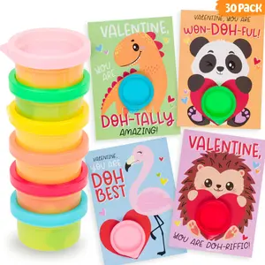 Funeta Playdough Valentine’s Day Gifts for Kids | 30-Pack Classroom Set