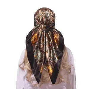 Women's Headscarf - Elegant Design with Black and Gold Patterns for Stylish Wear