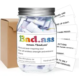70 Positive Messages Jar Funny Affirmation Jar Decorative Jars for Women  Birthday  Wife Sister Friends (Bad*ss)