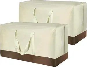 Christmas Tree Storage Bag, Outdoor Cushion Storage Bags 60 inch Extra Large Patio Furniture Cushion Storage Bag Waterproof Garden Cushion Storage Covers (2 Pack, 60"L x 20"W x 28"H), Beige