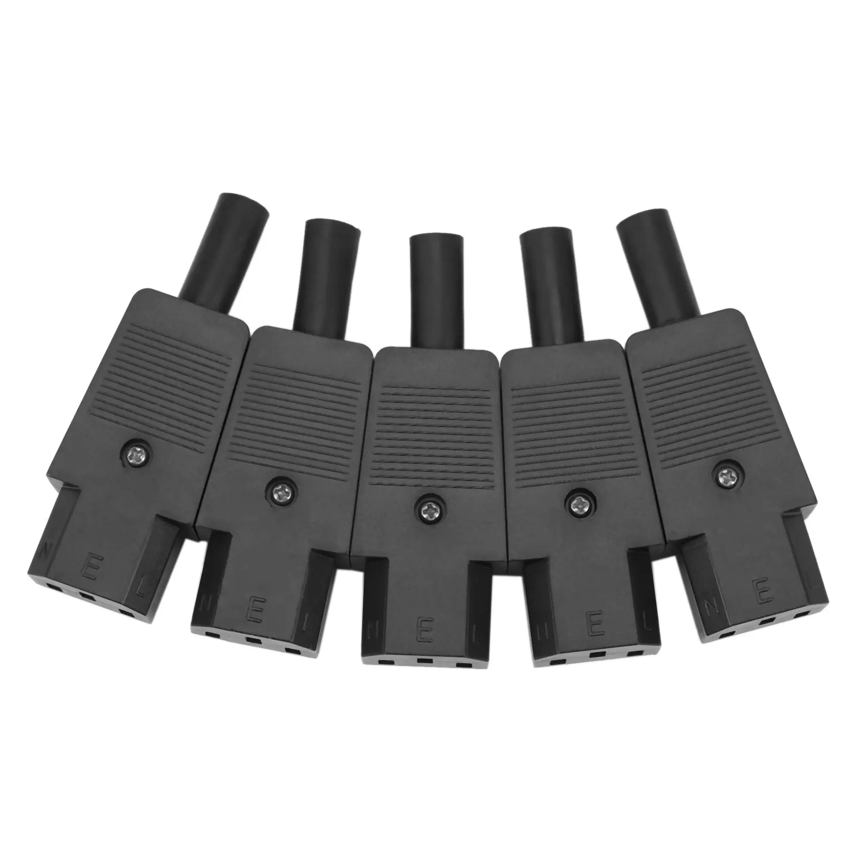 IEC C13 Female Power Connectors, 3-Pin Plastic Socket Ends for Mains Cable, IEC 320 C13 Type, 10A 250V, 5 Pack, Up To 8Mm Od, Set, Rewireable, Ac Power Supply, Ac 250V 10A, Female Socket, 3-Pin Socket