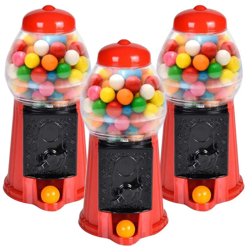 Gumball Machine for Kids, Set of 3, 6.5" Desktop Bubble Gum Mini Candy Dispenser, Unique Money Saving Coin Bank, Best Gift or Vintage Office Desk Decoration (Gumballs not Included)
