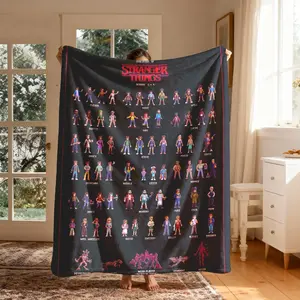 Stranger Things Role Guide Flannel Throw Blanket, Large Size, Soft Lightweight Warm, Perfect for Bed Sofa Office Camping Travel Christmas Gift