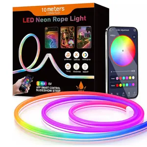 Neon LED Strip Light, 32.8ft RGB Flexible LED Rope Lights, Vibrant RGB Lighting, Adjustable RGB Lighting, APP Control, Ideal for Living Room, Bedroom, Wall, Game Decoration