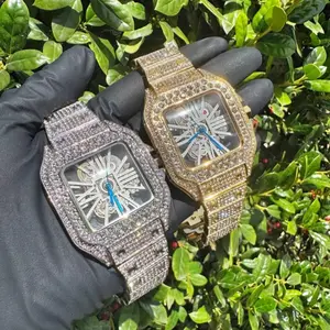 Full Iced Out Gold Plated Luxury Statement Mens Hip Hop Wrist Watch