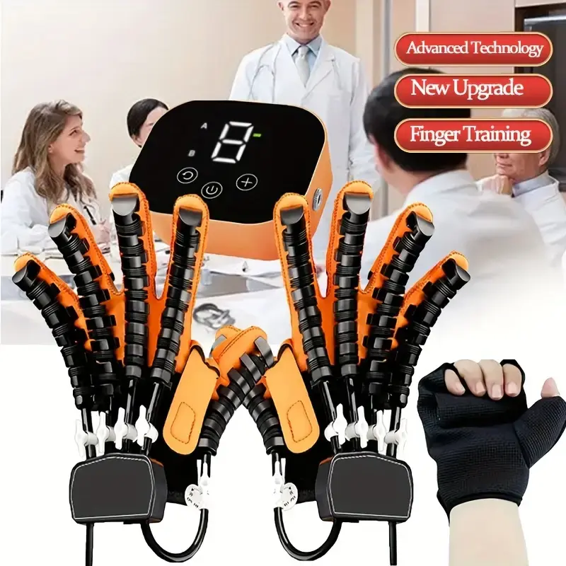 Hemiplegia and Stroke Aid Rehabilitation Machine Gloves - Upgraded gear adjustment, five fingers training, massage function - Suitable for people with disabilities, hand exerciser, hand grip trainer, hand massager