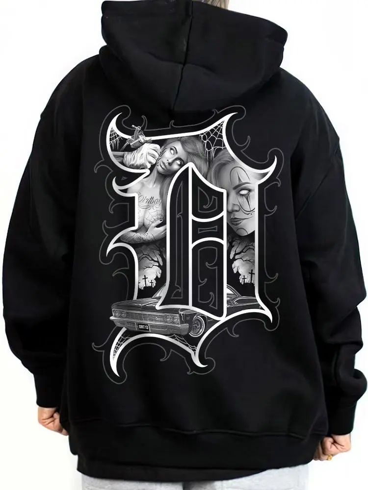 D Chicano Clothing, Gangster clothes, Hoodies for men, Men's clothing, Streetwear, Graphic tee Tattoo Style 5