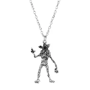 Stranger Things Demogorgon & Demodog Necklace - Official Licensed Netflix Jewelry, Upside Down Monster Pendant with Adjustable Chain, Gift for Fans, Men Women Unisex Gothic Accessory