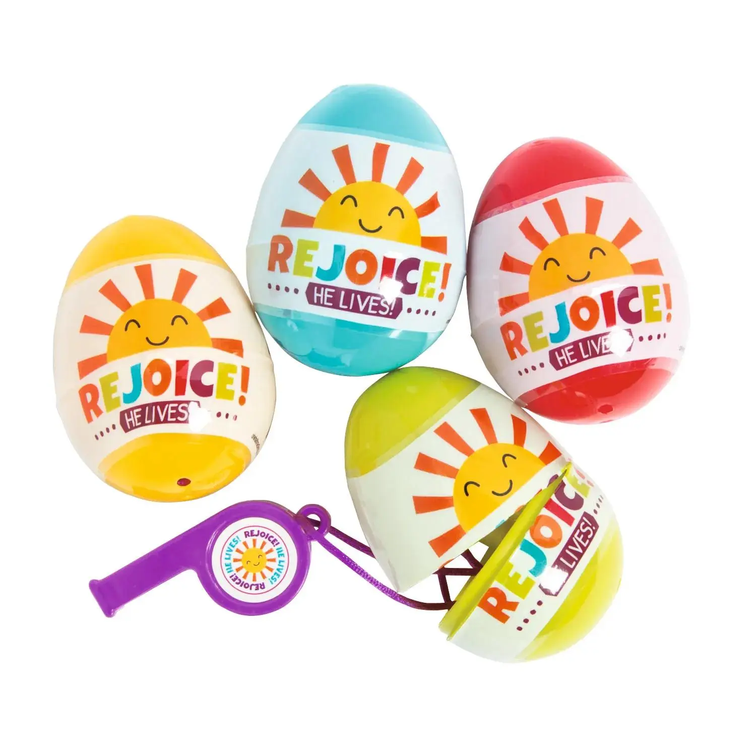 Oriental Trading 2.5" Egg-Shaped Plastic Easter Eggs with Whistles Inside - 12 Pieces, Festive Party Supplies for Children, Easter Crafts Home Supplies