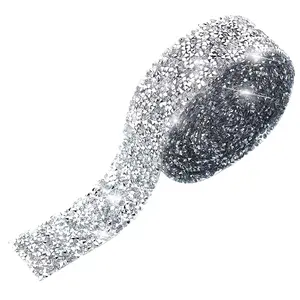 Rhinestone Decor Tape, 2 Rolls Self Adhesive Faux Crystal Rhinestone Strip, Summer Essentials, DIY Materials for Home Craft Clothing, Rhinestone Embellished
