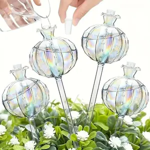 2/4 pieces of glass plant watering device, automatic watering plug-in, automatic plant watering ball, indoor and outdoor cactus plant automatic watering pile.