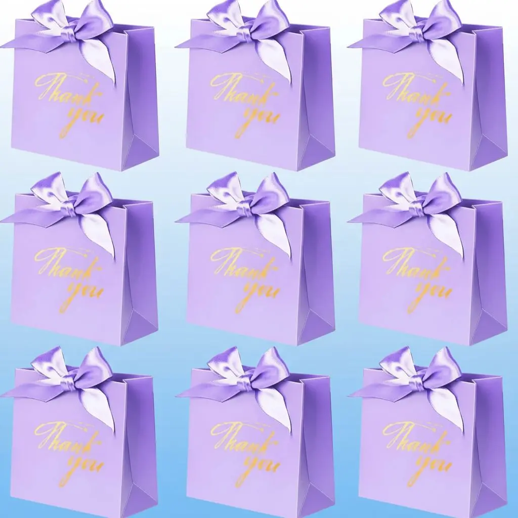 24Pack Thank You Gift Bags, Favor Small Treat Boxes with Bow Ribbon, Paper Bags Bulk for Wedding Baby Shower Business Party Supplies