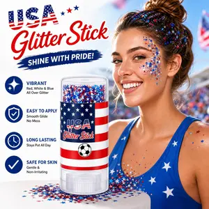 Looking for a teen girl gift? KIDGENIUS 4th of July Gel Highlighter Stick – Red White Blue sparkle. Smooth, water-resistant & skin-friendly. Great for parties & parades.