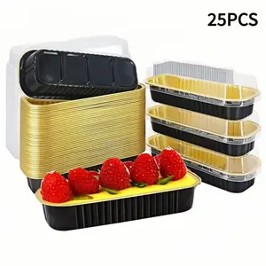 Mini Cake Pan, 6.8oz with Lid, Disposable Aluminum Foil Bakeware, Ideal for Baking and Grilling, Perfect for Parties and Gatherings, Rectangular Shape