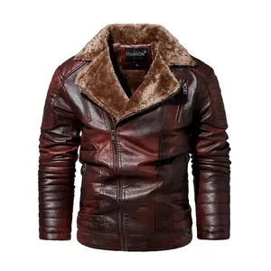 Men's leather jacket, casual motorcycle jacket, new winter warm and fashionable leather jacket, youth men's clothing