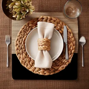 Set of 12, 24 Woven Napkin Rings, Wicker Rustic Boho Napkin Rings Handmade by Water Hyacinth - Perfect for Farmhouse Party, Dining Room, Table Decoration