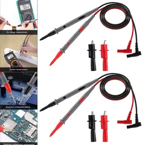 Multimeter Test Leads for Fluke Meter Electrical Alligator Clip Probes 1000V 20A Gold-Plated Tips Flexible Double-Insulated PVC/PA Leads