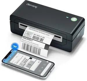 Bluetooth Thermal Shipping Label Printer, 4X6 Inkless Label Machine for Ios, Android, Laptop, Wireless Printer for Small Business, Compatible with Amazon, UPS, Shopify, Black Gloryang