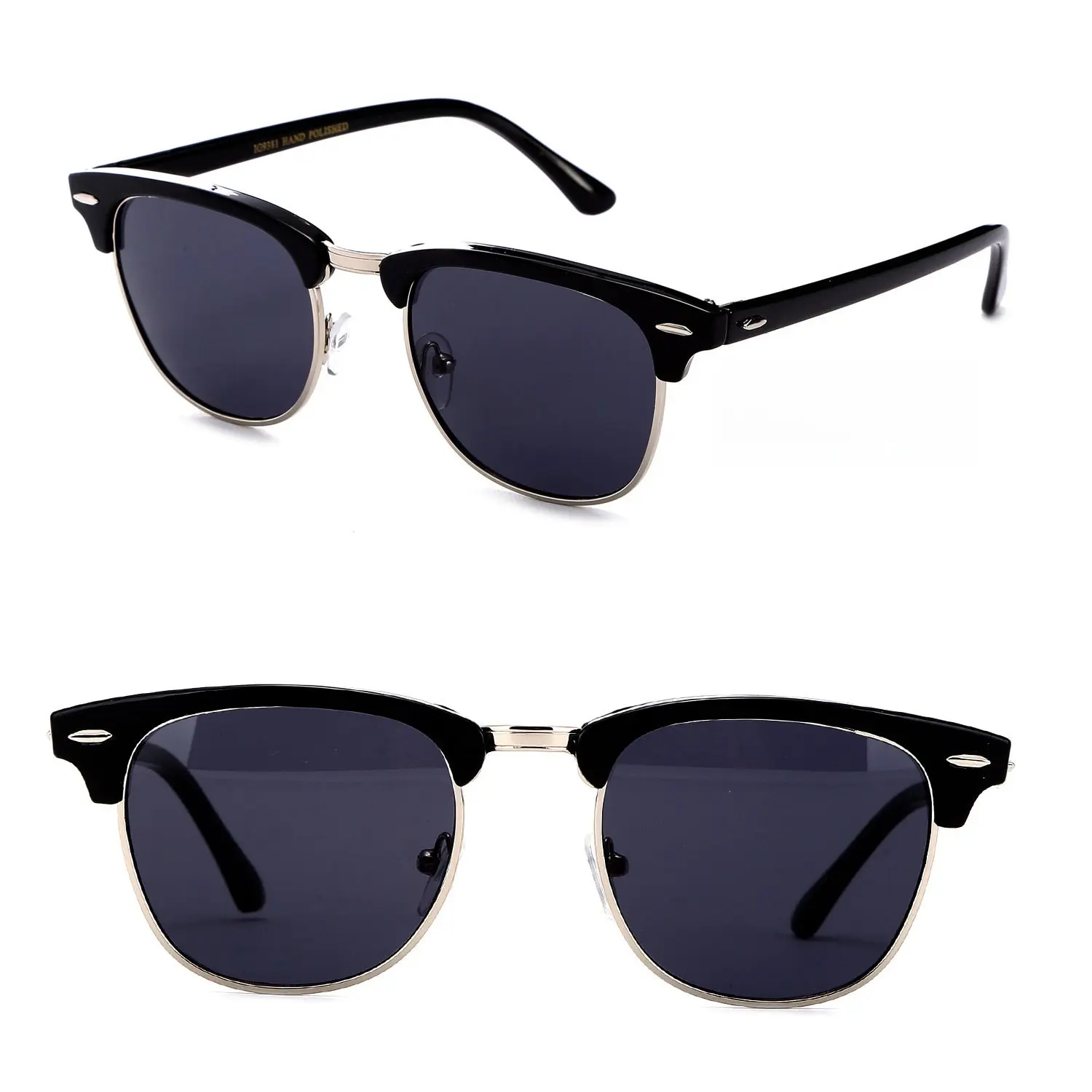 Polarized Half-Frame Sunglasses, Vintage Retro Style for Streetwear with UV400 Sun Protection, Stylish Sunglasses, Streetwear Sunglasses