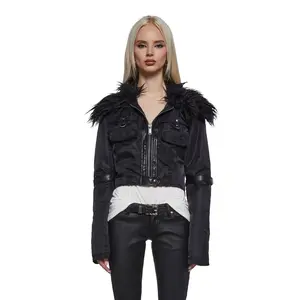 Polished Rebel Cropped Bomber Jacket