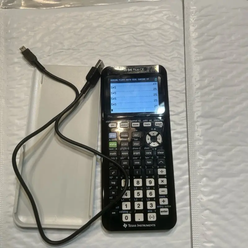 Texas Instruments Ti 84 Plus CE Graphing Calculator W Case Cable Black