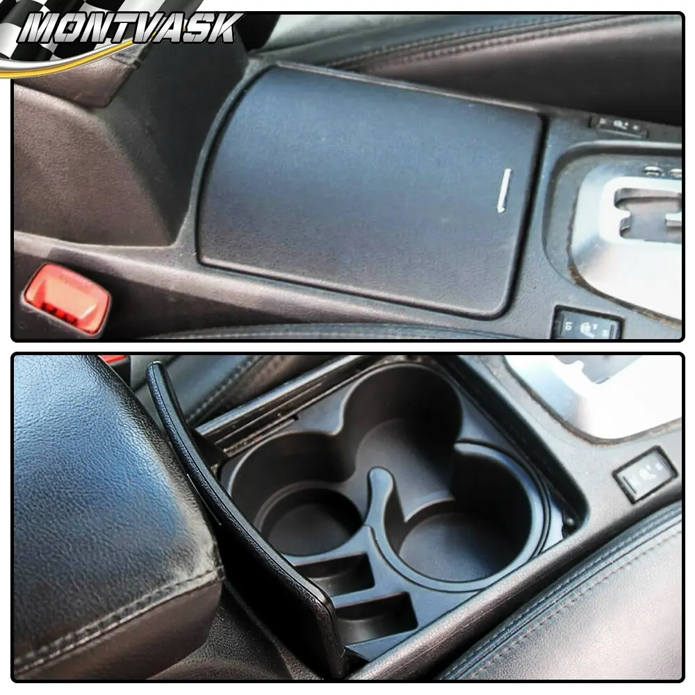 CROSSDESIGN Black Plastic Car Center Console Cup Holder Cover - Detachable Liner Car Caddy Organizer, Interior Accessory for Stowing & Tidying, Compatible with 2007-12 Nissan Altima, Center Console Organizer