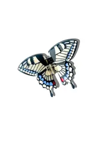Hand-painted Swallowtail Butterfly Claw Hair Clip: White