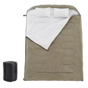 2-in-1 Double Sleeping Bag for 2 Person with 2 Pillows – Converts into Two Individual Sleeping Bags or Two Queen-Size Blankets – Spacious 90.6"x61" Rectangular Sleeping Bag for Couples, Backpacking, Camping, Hiking, and Indoor Sleepovers