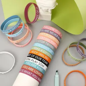 Inspirational Quotes Silicone Bracelets - 16PCS Colorful Inspirational Rubber Wristbands Unisex Accessories for Men and Women Teenagers Teachers Home Office Party Gift Supplies
