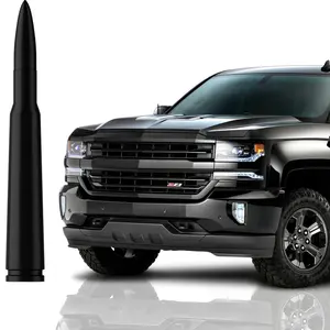Car Truck Antenna with Tire Valve Caps Replacement forGMC Sierra Chevy Silverado Dodge Ram GMC Dodge Ram 1500 2500 3500 Ford F150 F250 F350 Super Duty Raptor Accessories, Chrome